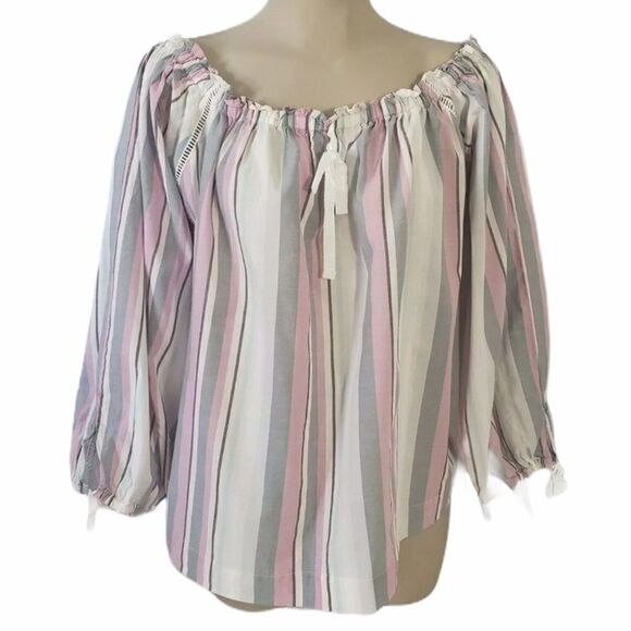 Victoria Secret boho off the shoulder striped top - Picture 2 of 8